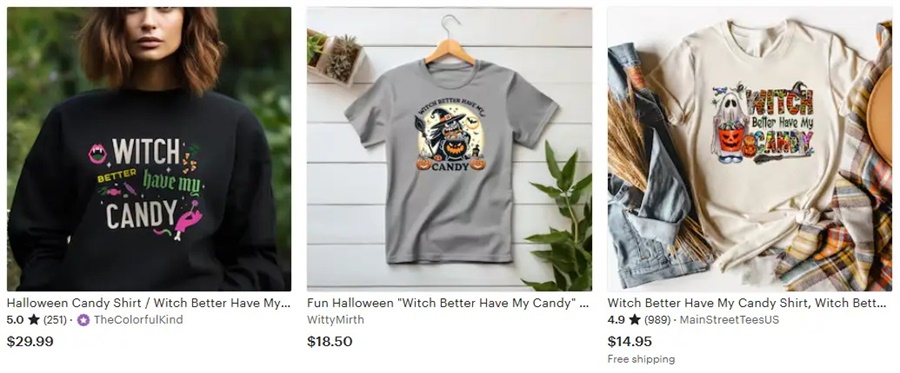 t恤定制萬圣節(jié)元素糖果，女巫