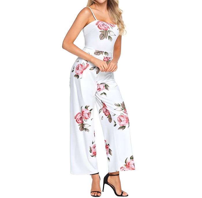 跨境電商款式推薦女裝別致花卉印花連身褲