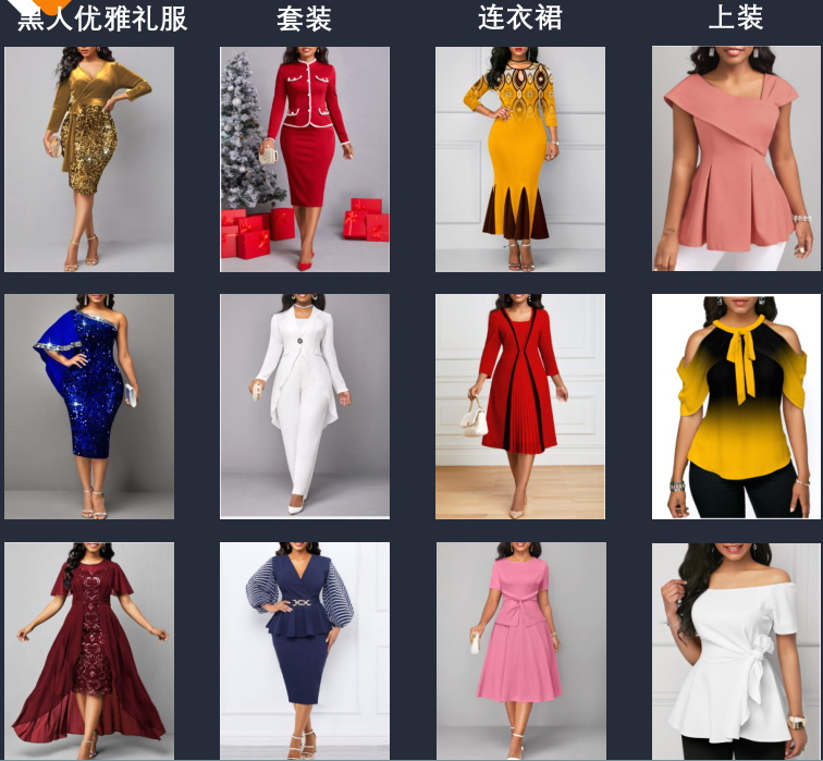 Temu2025女裝上新重點(diǎn)黑人優(yōu)雅女裝